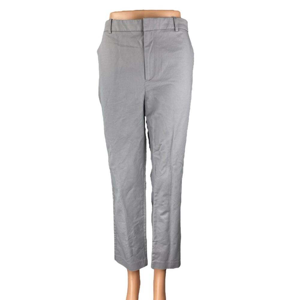 Mary Crafts Women's Gray High Rise Straight Leg Cropped Trousers Pants Size 14